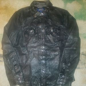 Polo Ralph Lauren Men's Washed Leather Shirt Jacke